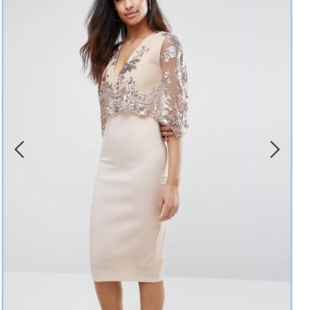 Ivory/silver cape dress